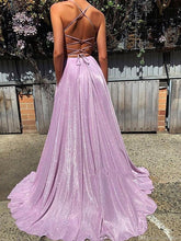A-Line/Elegant V-neck Ruffles Sleeveless Prom Evening Dresses